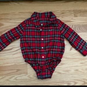 Vineyard Vines Red Plaid Long Sleeve Baby Onesie